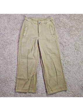 Old Navy Utility Pants Womens 4P Khaki Tan Stretch Cotton Wide Leg Casual